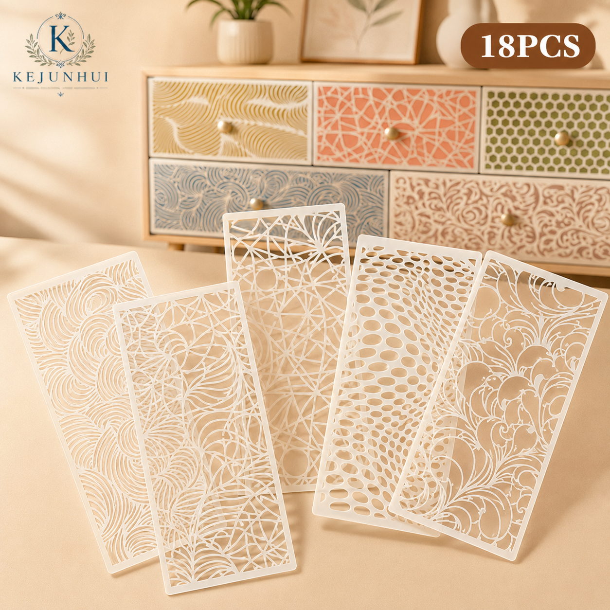 Woodworking Crafts - 18Pcs 3.94x7.87in Texture Stencils Reusable PET