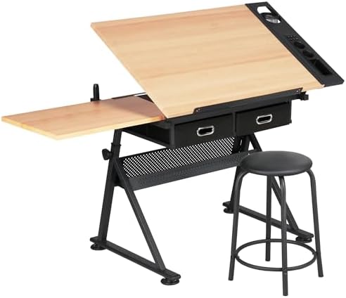 Woodworking Crafts - Drafting Table for Artists, Height Adjustable