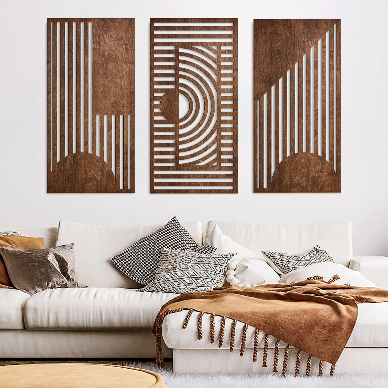 Woodworking Crafts - 3 Pcs Geometric Wood Wall Art