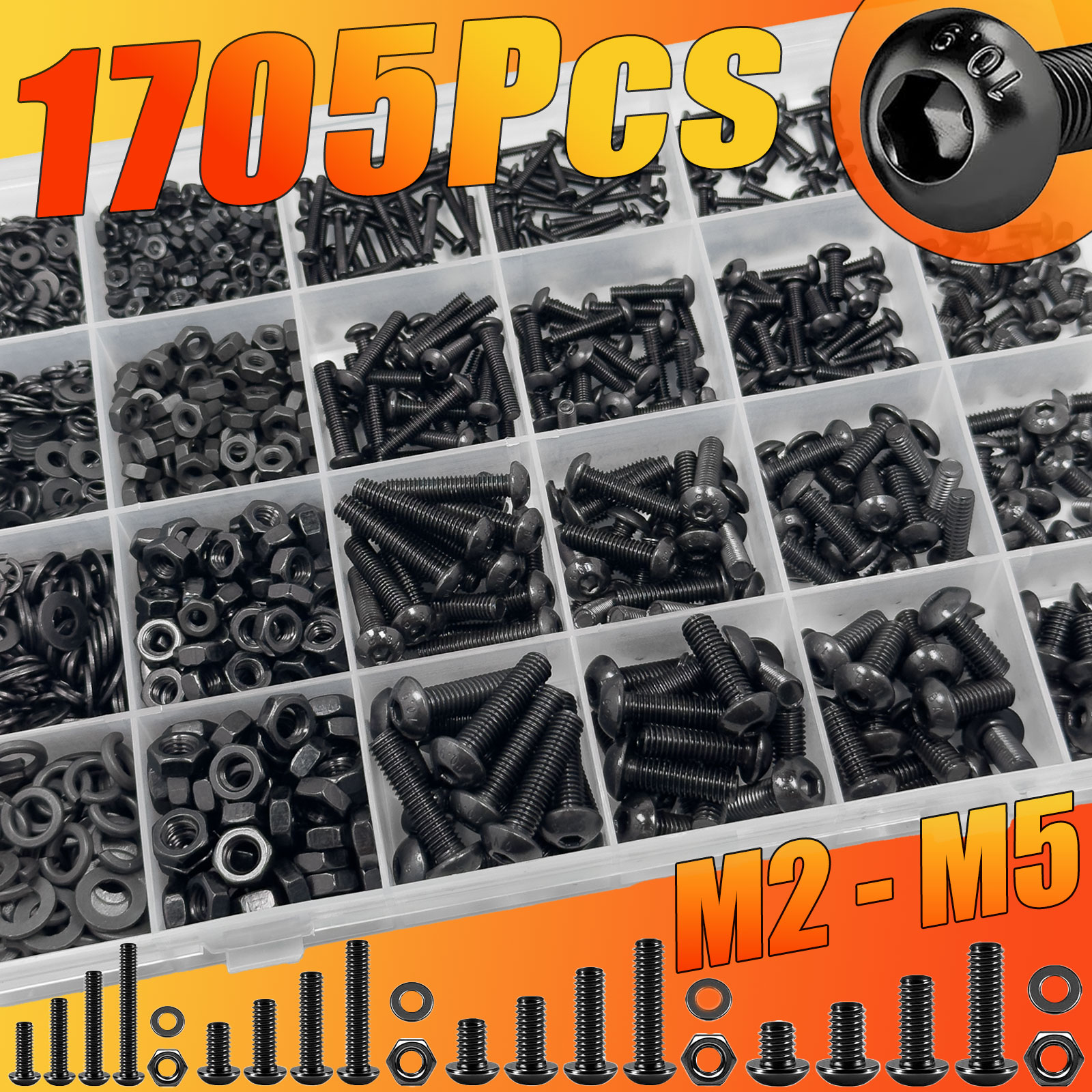 Woodworking Shops - 1705PCS Hex Button Head Screw Kit