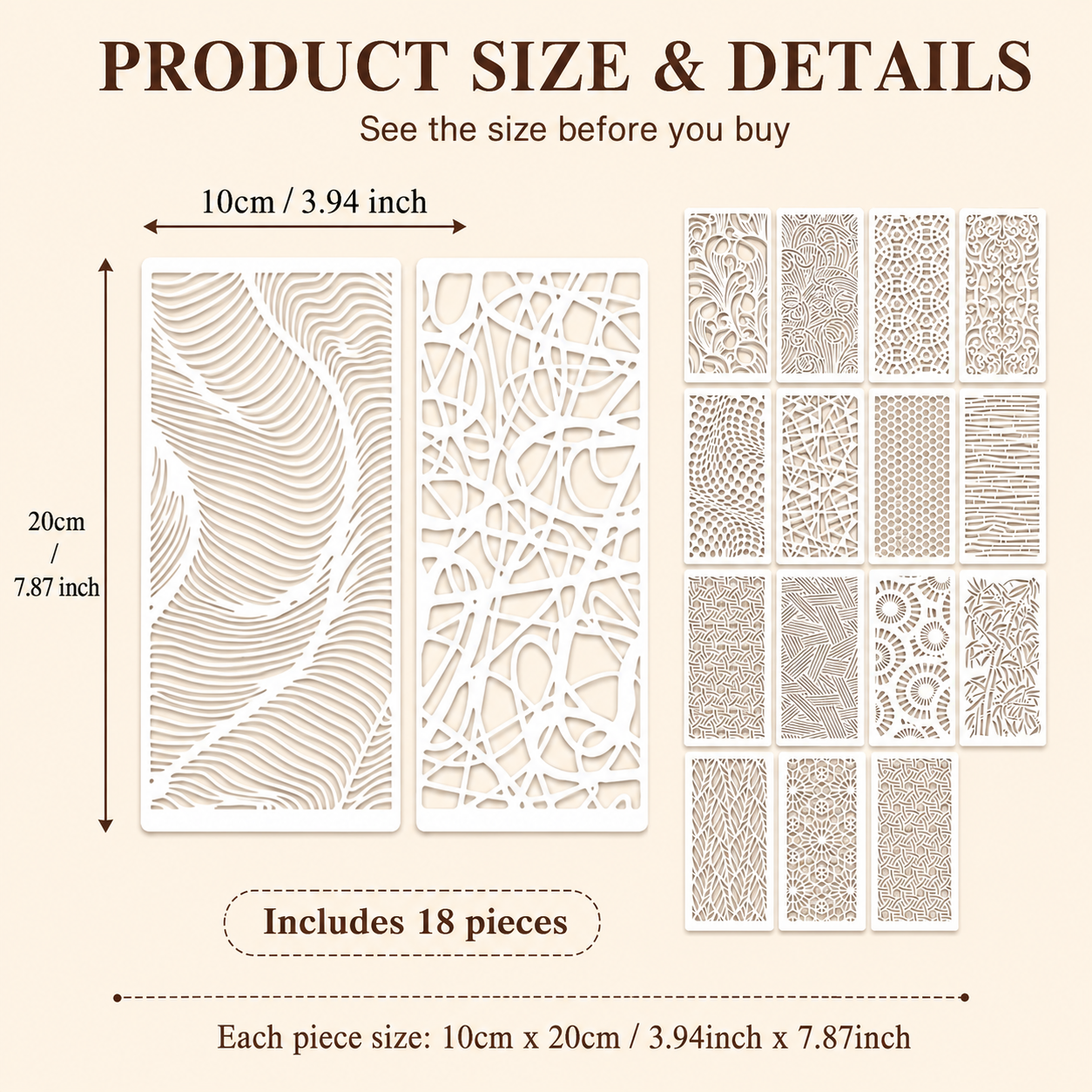 18Pcs 3.94x7.87in Texture Sten - Woodworking Crafts avis et prix