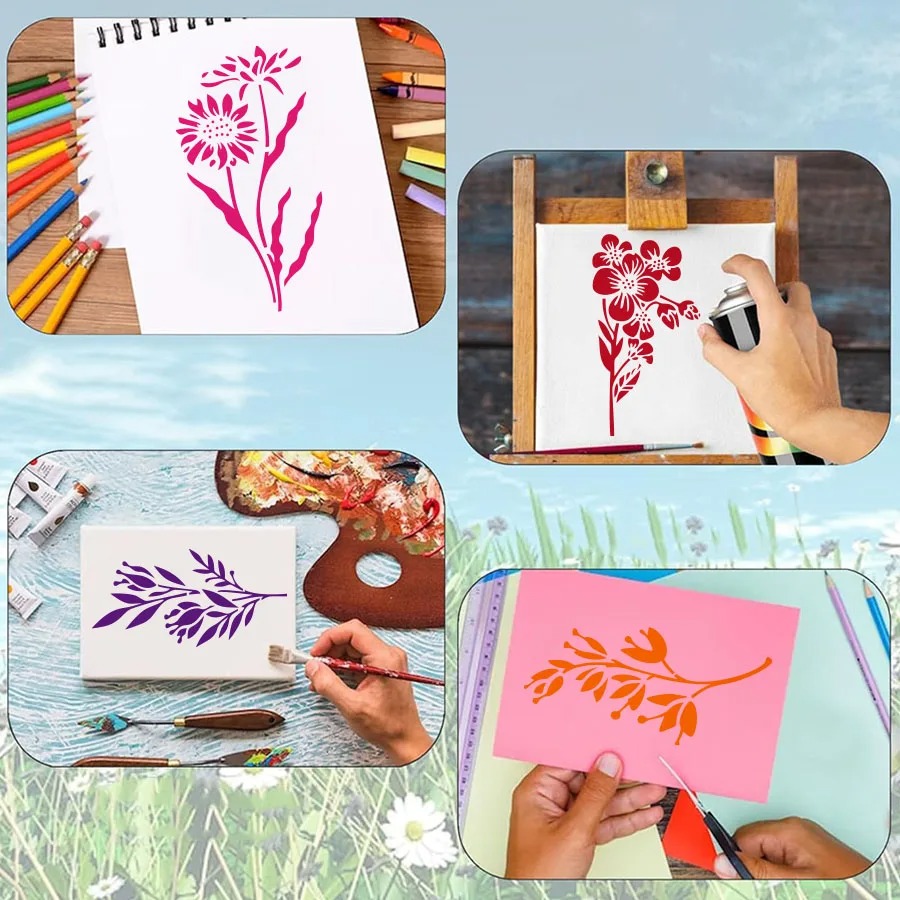 18 Pcs Flower Leaf Stencils Re - Woodworking Crafts avis et prix