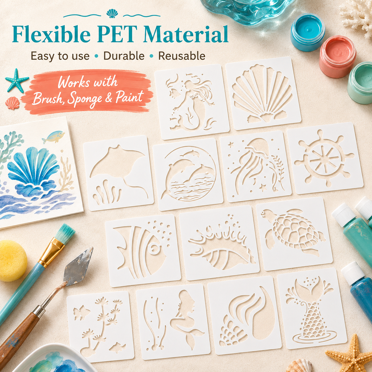 16Pcs 3.9x3.9in Ocean Animal S - Woodworking Crafts avis et prix
